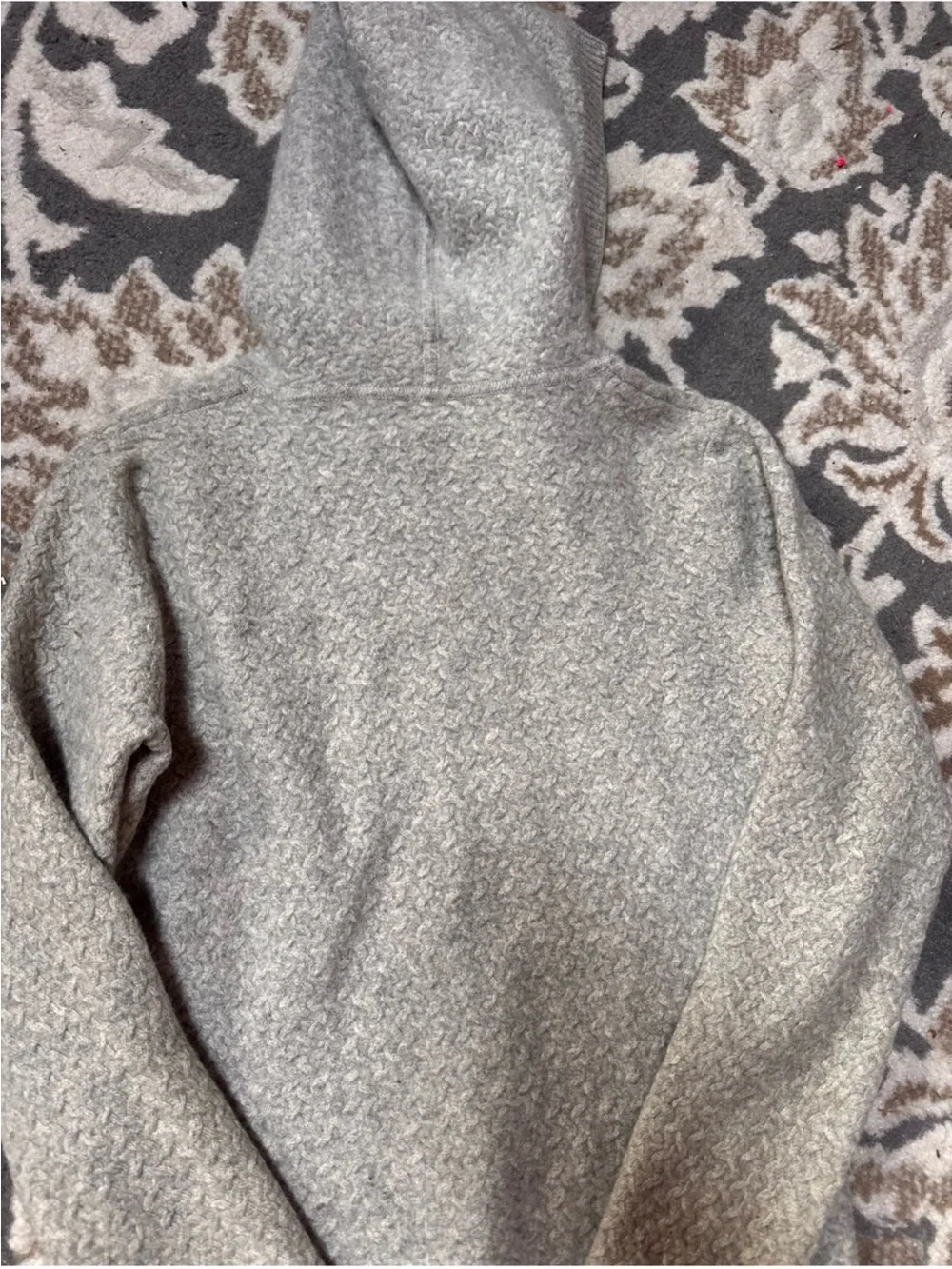 Patagonia Light Gray Hooded Button-Up Sweater